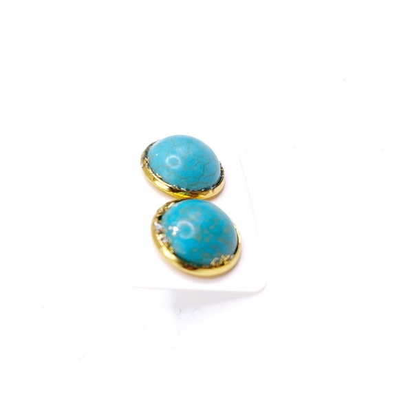 10/$10 Turquoise stone post earrings, gold foil wrap, NWT - Picture 3 of 5